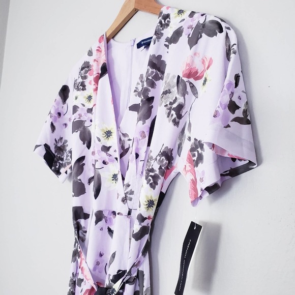 NWT French Connection Purple Armoise Crepe Floral Maxi Wrap Dress Size 4 - Picture 7 of 15